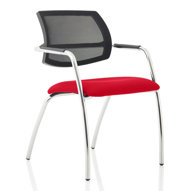 Swift Medium Back Visitor Chair - Mesh & Fabric, Chrome Metal Frame, Pre-Assembled, Stackable, 115kg Capacity, 6hr Usage, 2yr Warranty (Straight Leg)