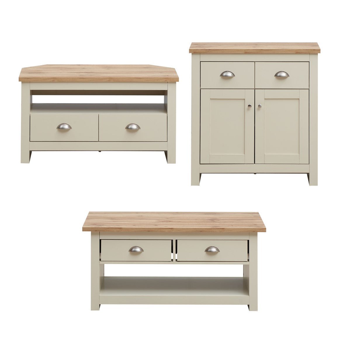 Lisbon Piece Set Corner TV Unit Drawers, Doors Drawer Sideboard, Coffee Table allhomely