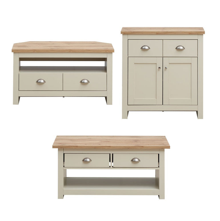Lisbon Piece Set Corner TV Unit Drawers, Doors Drawer Sideboard, Coffee Table allhomely