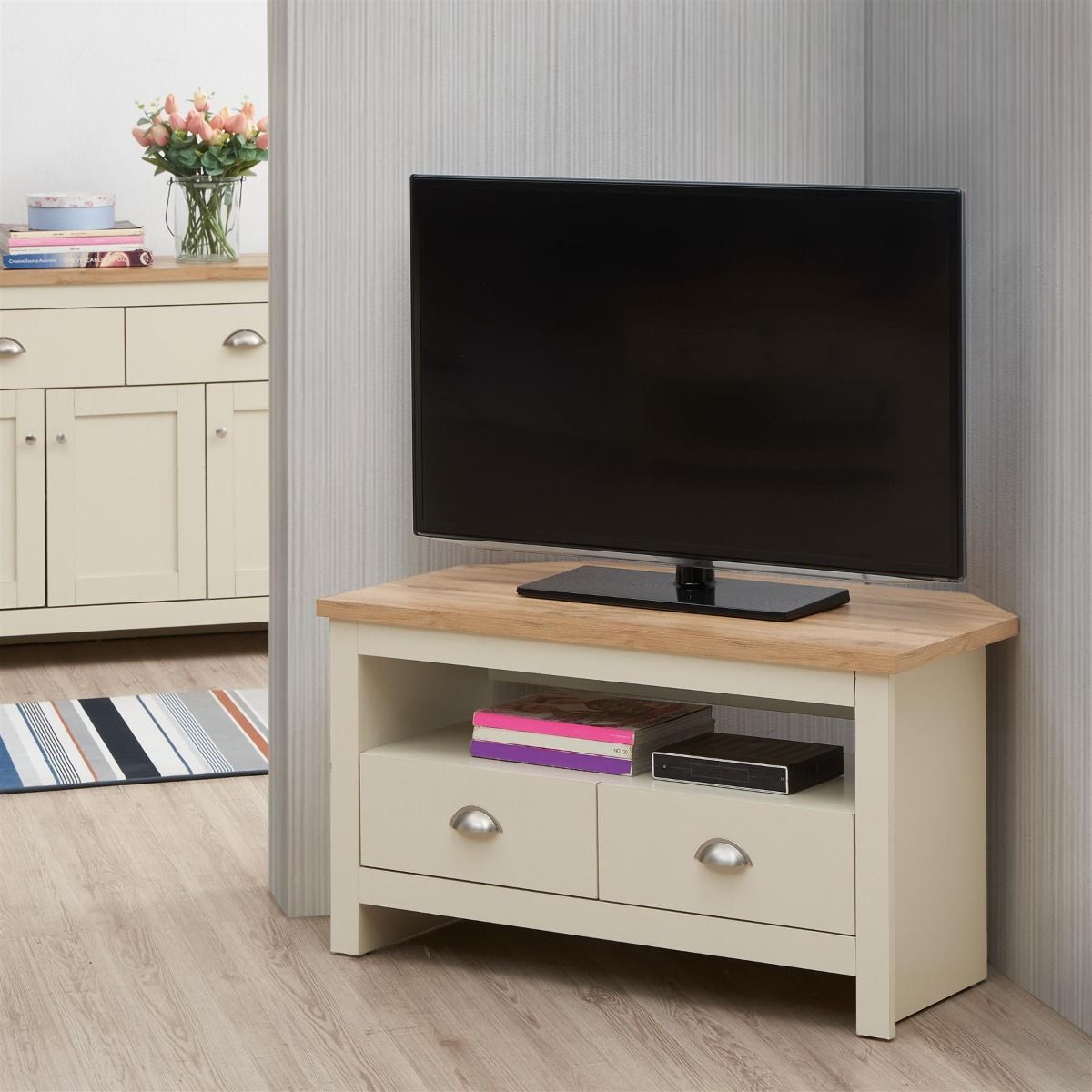 Lisbon Piece Set Corner TV Unit Drawers, Doors Drawer Sideboard, Coffee Table allhomely