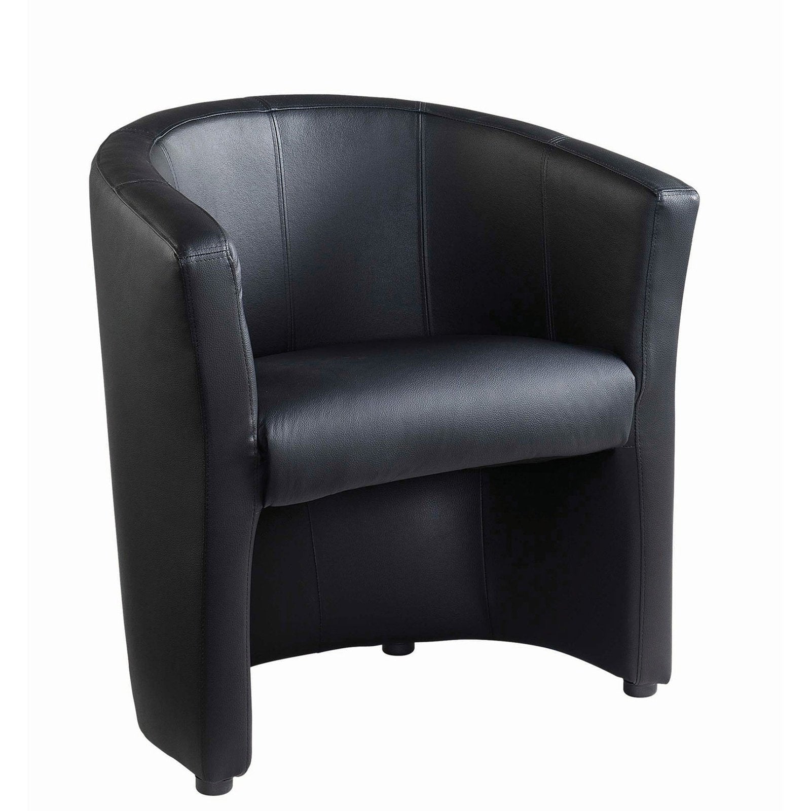 London reception single tub chair 670mm wide - black faux leather - Office Products Online