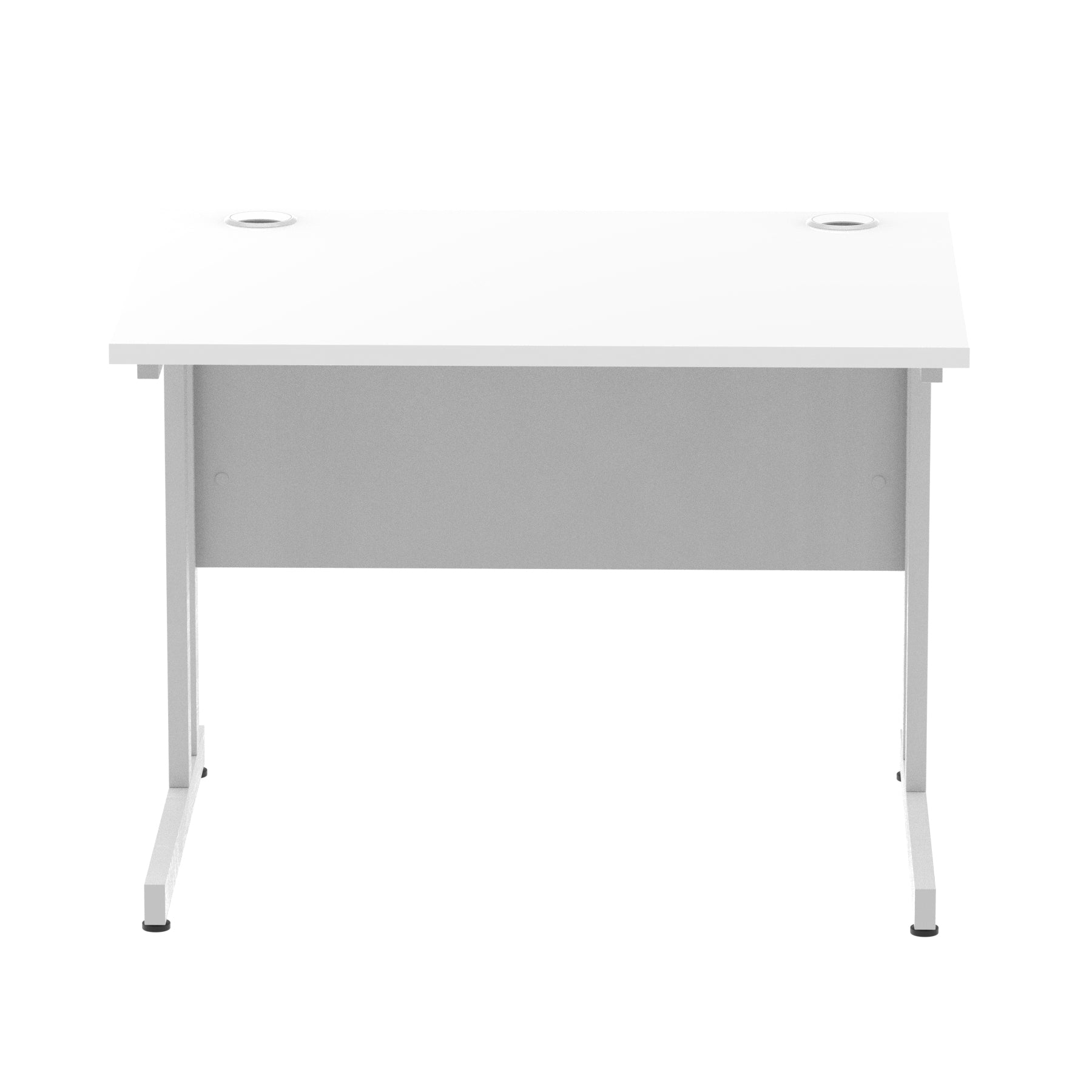Impulse 1000mm Straight Desk Cantilever Leg - Rectangular MFC, Self-Assembly, 5-Year Guarantee, Silver/Black/White Frame, 1000x800 Top Size
