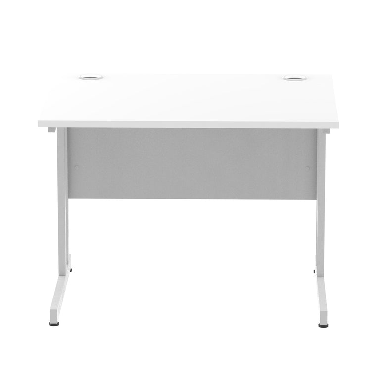 Impulse 1000mm Straight Desk Cantilever Leg - Rectangular MFC, Self-Assembly, 5-Year Guarantee, Silver/Black/White Frame, 1000x800 Top Size