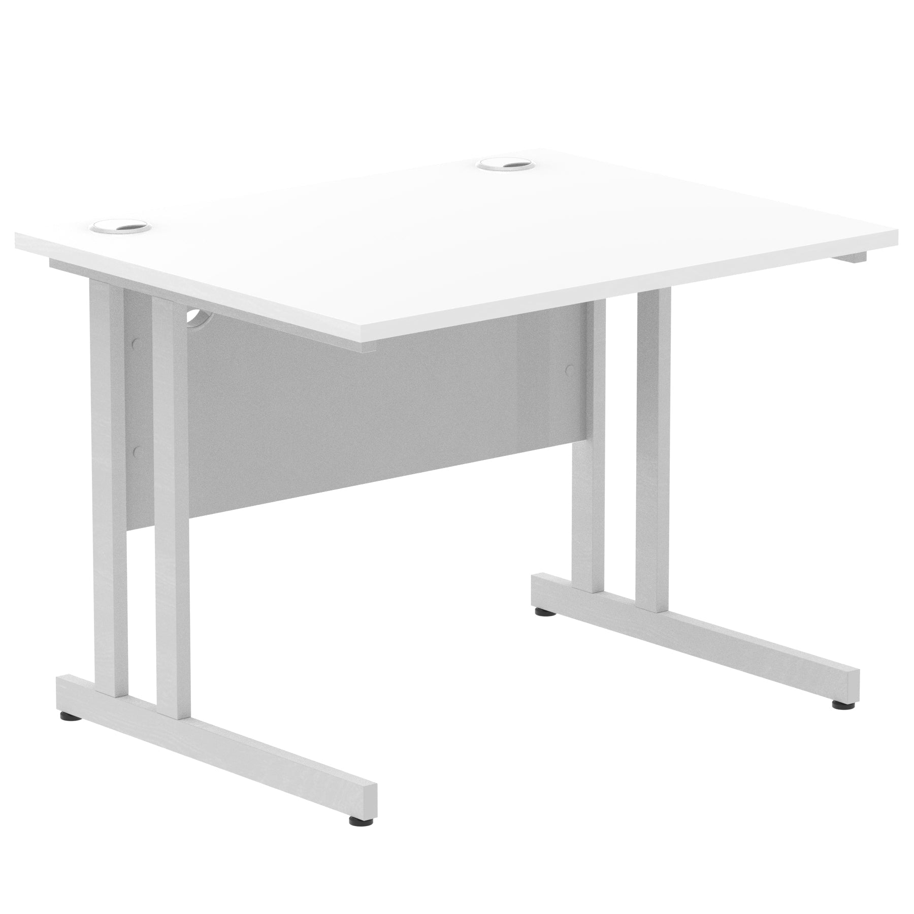 Impulse 1000mm Straight Desk Cantilever Leg - Rectangular MFC, Self-Assembly, 5-Year Guarantee, Silver/Black/White Frame, 1000x800 Top Size