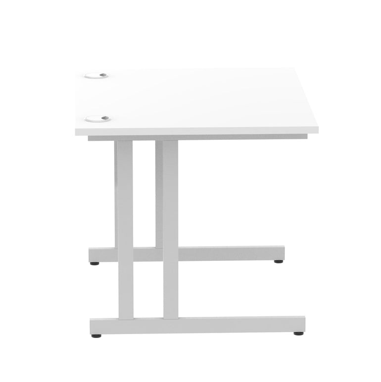 Impulse 1000mm Straight Desk Cantilever Leg - Rectangular MFC, Self-Assembly, 5-Year Guarantee, Silver/Black/White Frame, 1000x800 Top Size