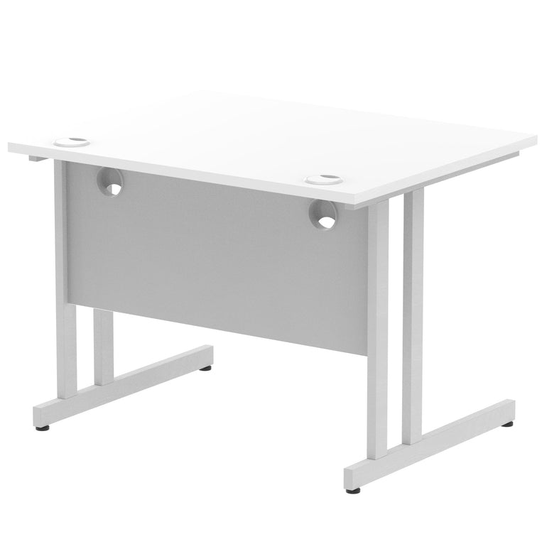 Impulse 1000mm Straight Desk Cantilever Leg - Rectangular MFC, Self-Assembly, 5-Year Guarantee, Silver/Black/White Frame, 1000x800 Top Size