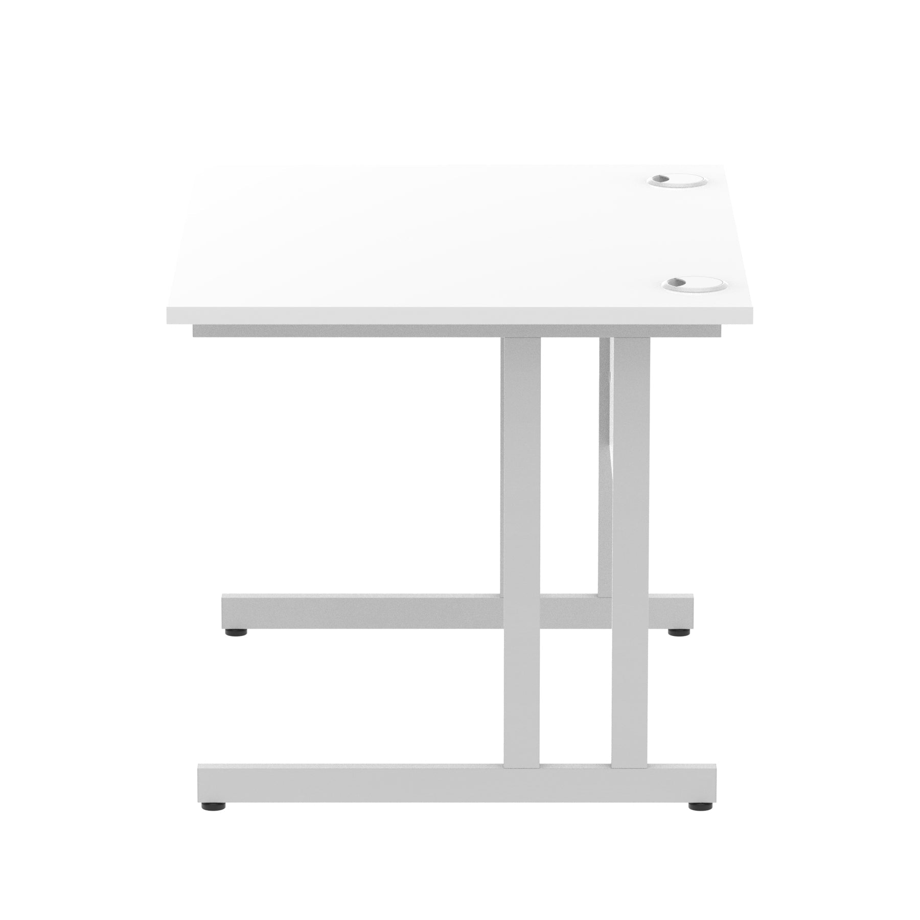 Impulse 1000mm Straight Desk Cantilever Leg - Rectangular MFC, Self-Assembly, 5-Year Guarantee, Silver/Black/White Frame, 1000x800 Top Size