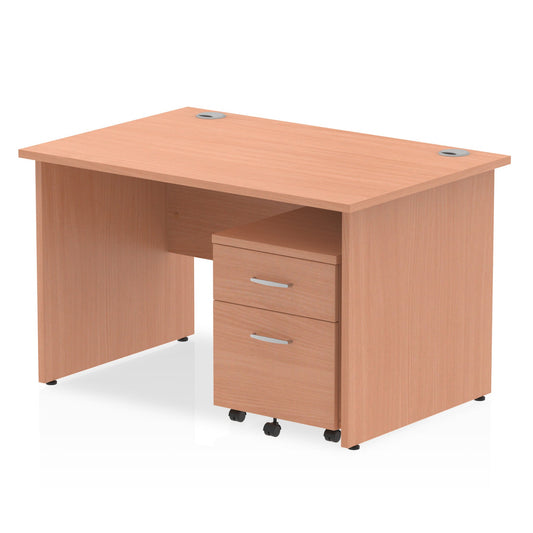 Impulse Panel End Straight Desk (1200-1800mm) with Mobile Pedestal - MFC, Rectangular, Lockable Drawers, 5-Year Guarantee