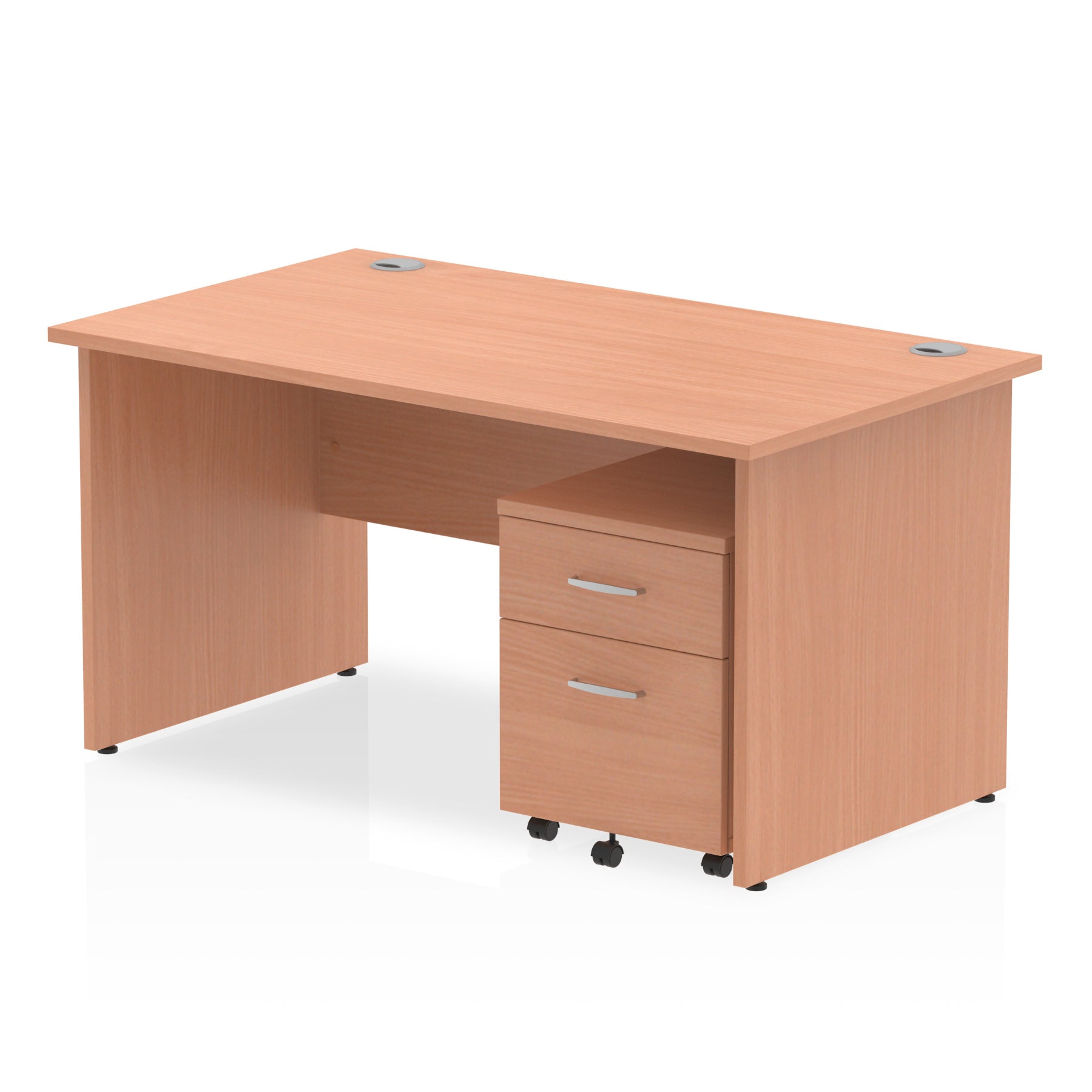 Impulse Panel End Straight Desk (1200-1800mm) with Mobile Pedestal - MFC, Rectangular, Lockable Drawers, 5-Year Guarantee