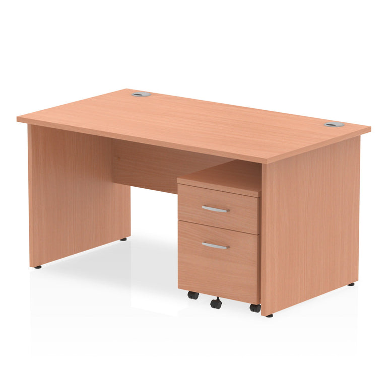 Impulse Panel End Straight Desk (1200-1800mm) with Mobile Pedestal - MFC, Rectangular, Lockable Drawers, 5-Year Guarantee