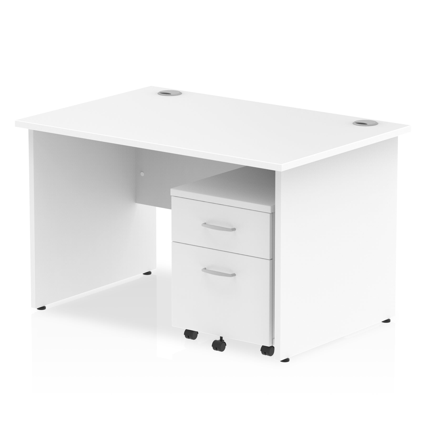 Impulse Panel End Straight Desk (1200-1800mm) with Mobile Pedestal - MFC, Rectangular, Lockable Drawers, 5-Year Guarantee