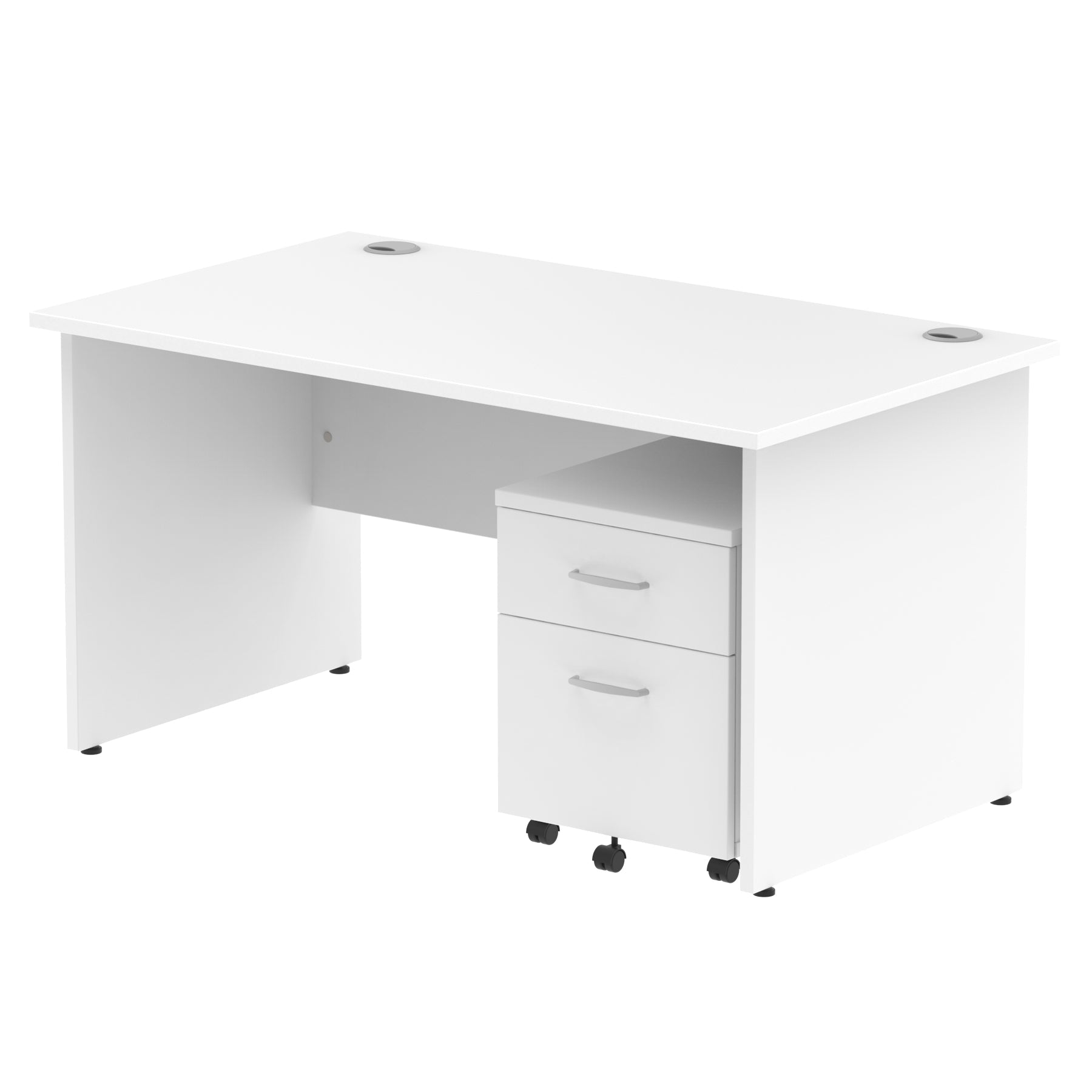 Impulse Panel End Straight Desk (1200-1800mm) with Mobile Pedestal - MFC, Rectangular, Lockable Drawers, 5-Year Guarantee