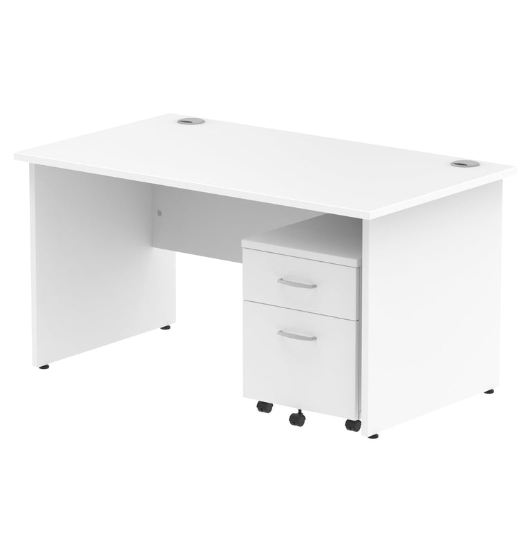 Impulse Panel End Straight Desk (1200-1800mm) with Mobile Pedestal - MFC, Rectangular, Lockable Drawers, 5-Year Guarantee