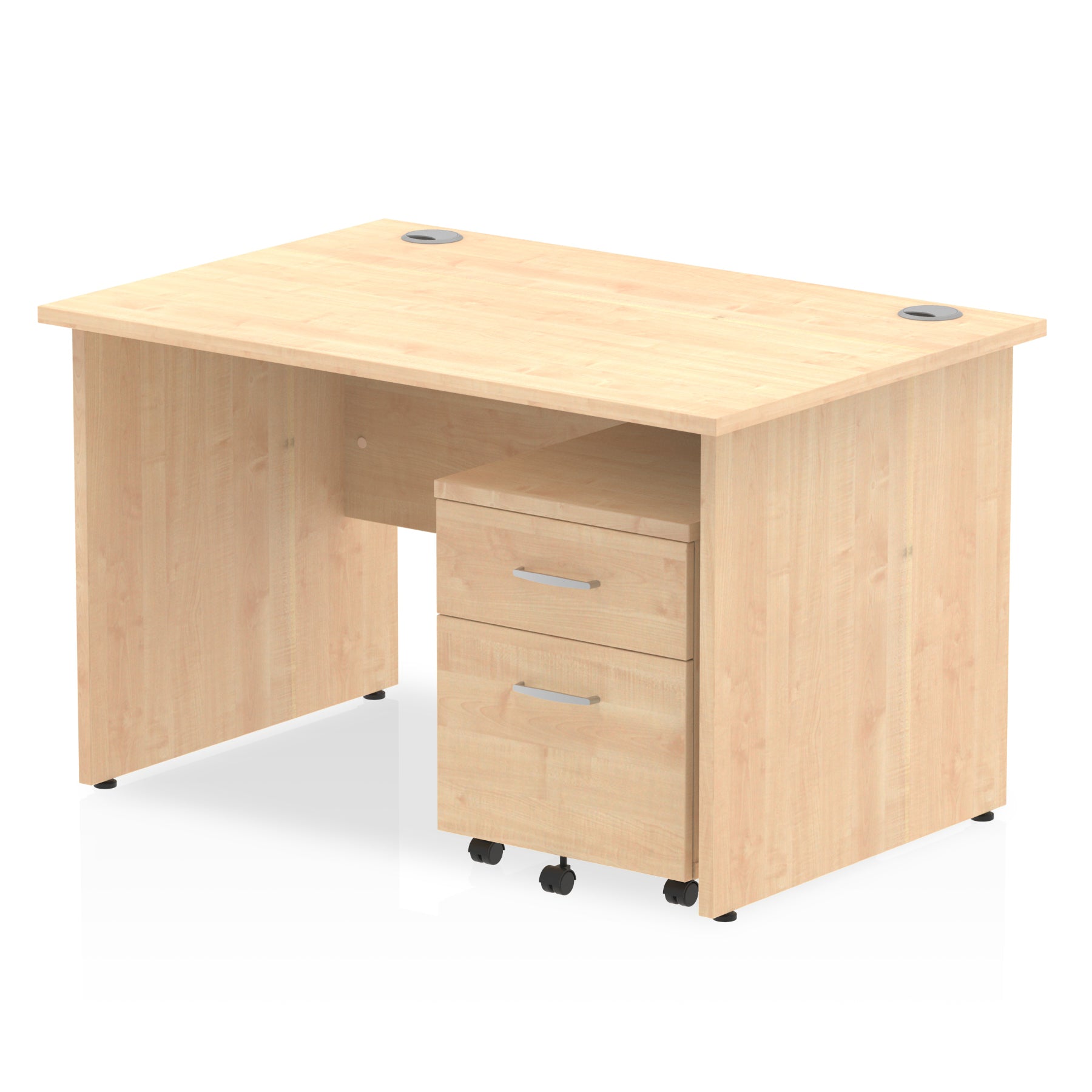 Impulse Panel End Straight Desk (1200-1800mm) with Mobile Pedestal - MFC, Rectangular, Lockable Drawers, 5-Year Guarantee