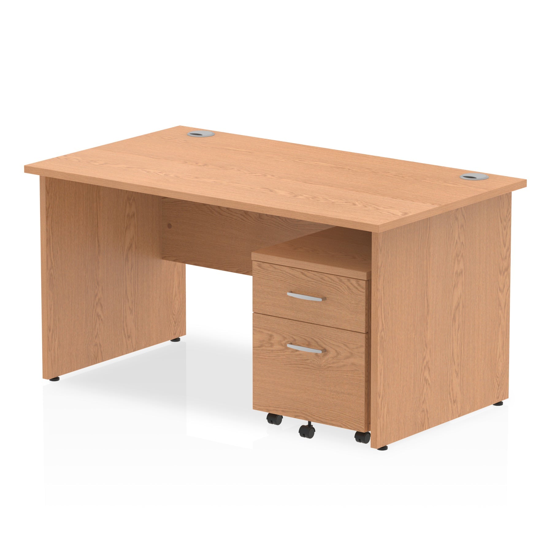 Impulse Panel End Straight Desk (1200-1800mm) with Mobile Pedestal - MFC, Rectangular, Lockable Drawers, 5-Year Guarantee