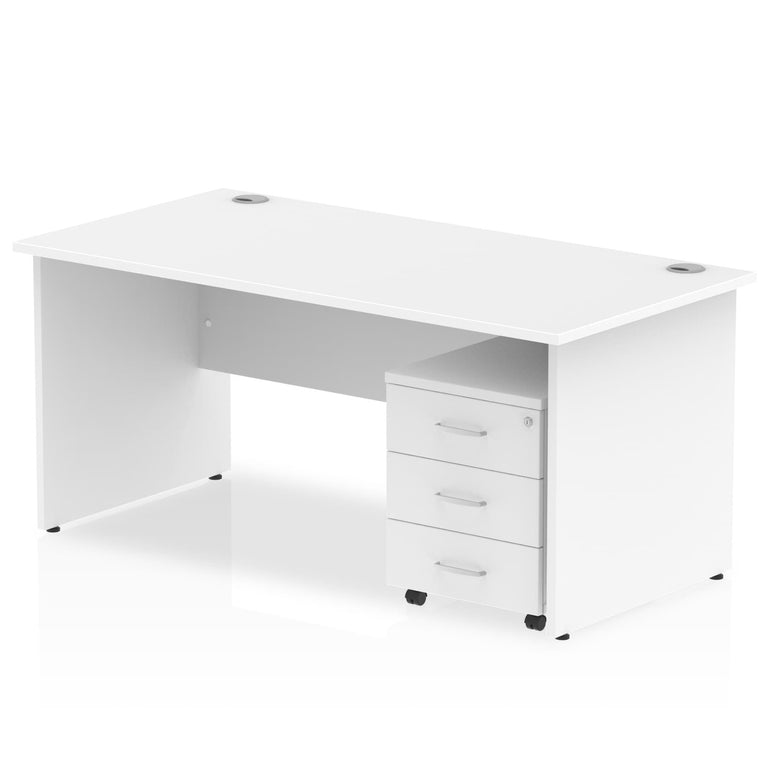 Impulse Panel End Straight Desk (1200-1800mm) with Mobile Pedestal - MFC, Rectangular, Lockable Drawers, 5-Year Guarantee