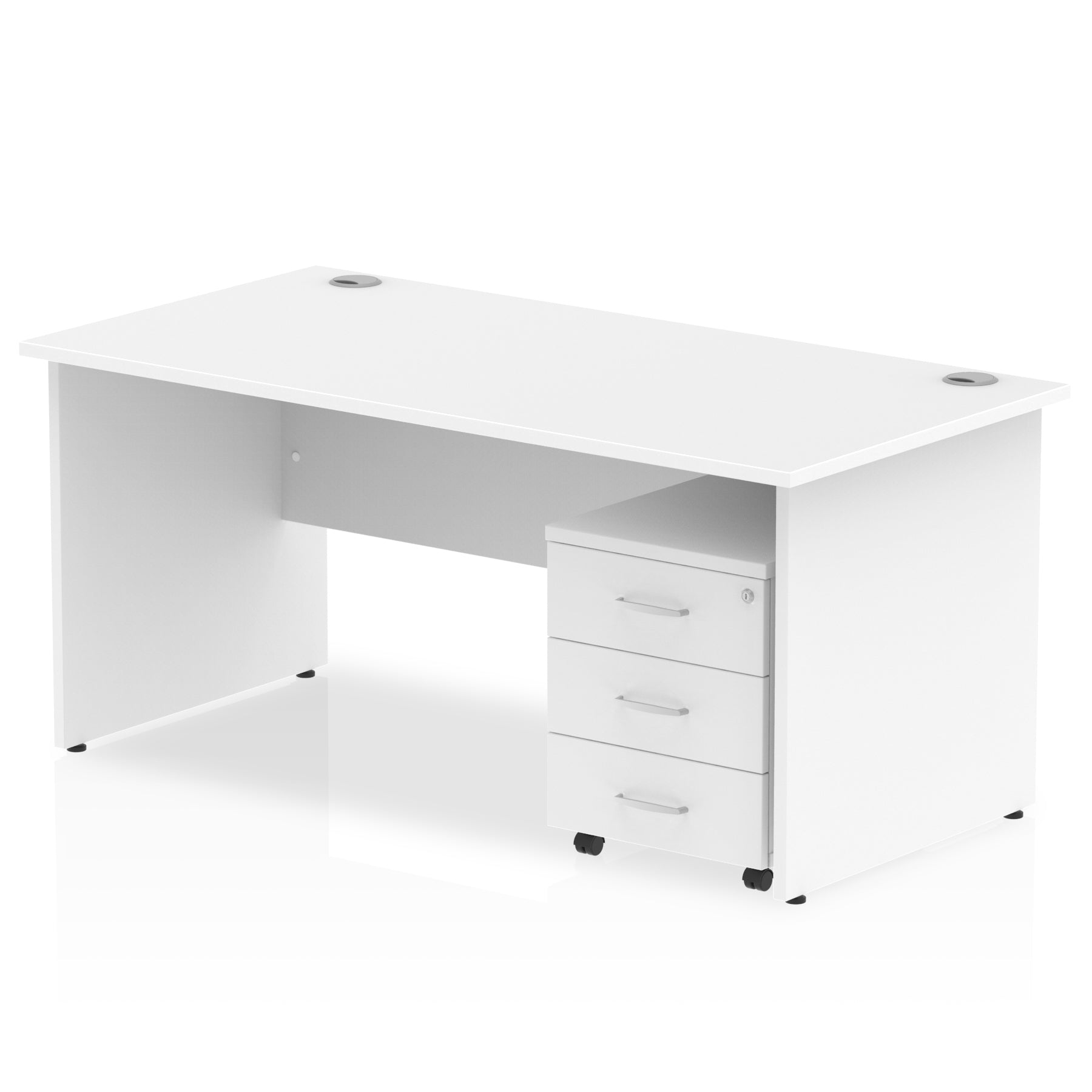 Impulse Panel End Straight Desk (1200-1800mm) with Mobile Pedestal - MFC, Rectangular, Lockable Drawers, 5-Year Guarantee