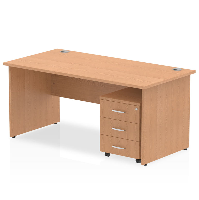 Impulse Panel End Straight Desk (1200-1800mm) with Mobile Pedestal - MFC, Rectangular, Lockable Drawers, 5-Year Guarantee