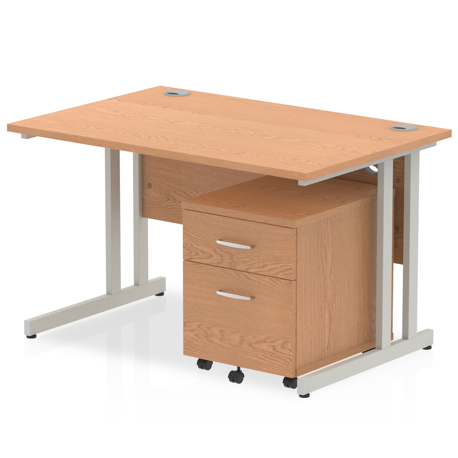 Impulse 1200mm Cantilever Straight Desk & Mobile Pedestal - MFC, Rectangular, 2/3 Lockable Drawers, Self-Assembly, 5-Year Guarantee