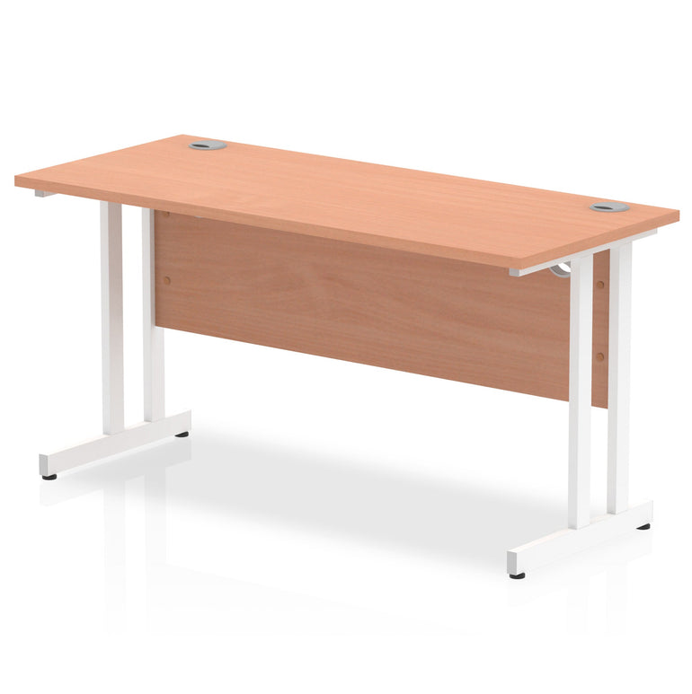 Impulse 1400mm Slimline Desk Cantilever Leg - MFC Rectangular, Self-Assembly, 5-Year Guarantee, Silver/White/Black Frame, 28.6-32.5kg