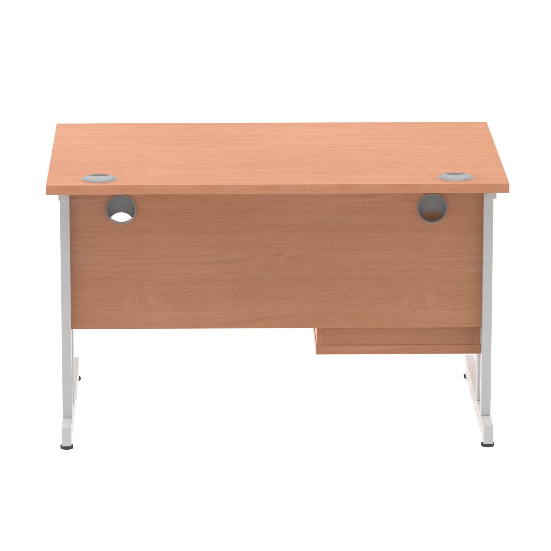 Impulse Cantilever Straight Desk 1200-1800mm Silver Frame, Fixed Pedestal, MFC, 2-3 Lockable Drawers, 5-Year Guarantee, Self-Assembly