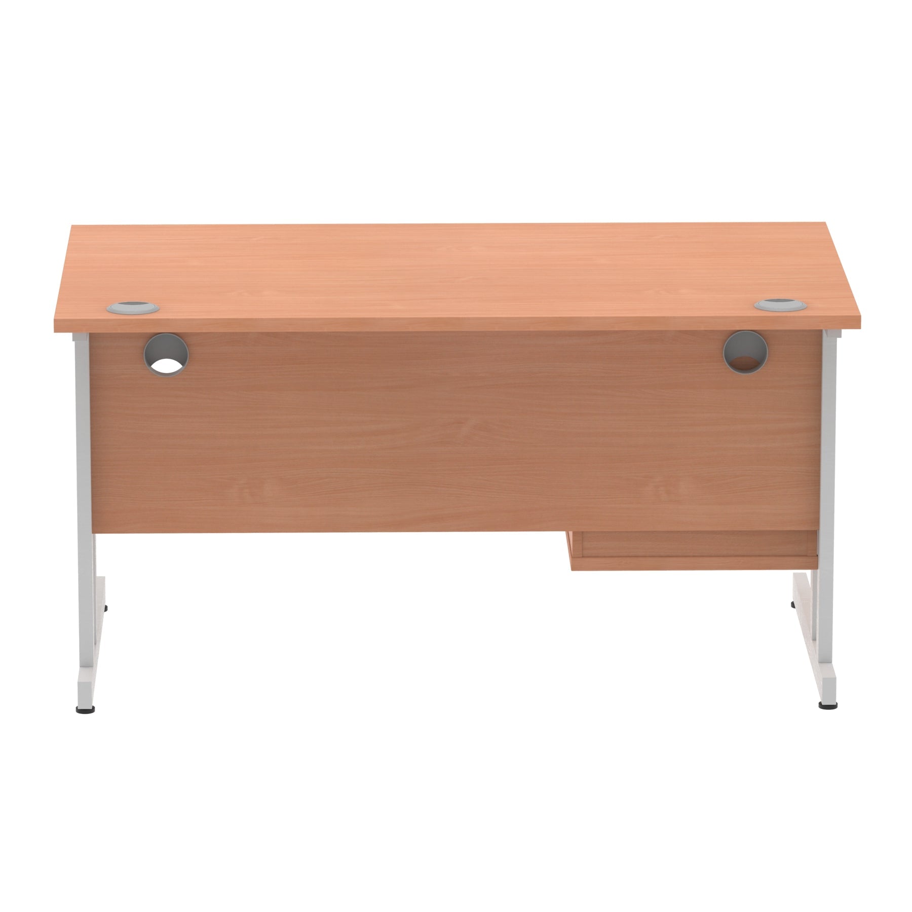 Impulse Cantilever Straight Desk 1200-1800mm Silver Frame, Fixed Pedestal, MFC, 2-3 Lockable Drawers, 5-Year Guarantee, Self-Assembly