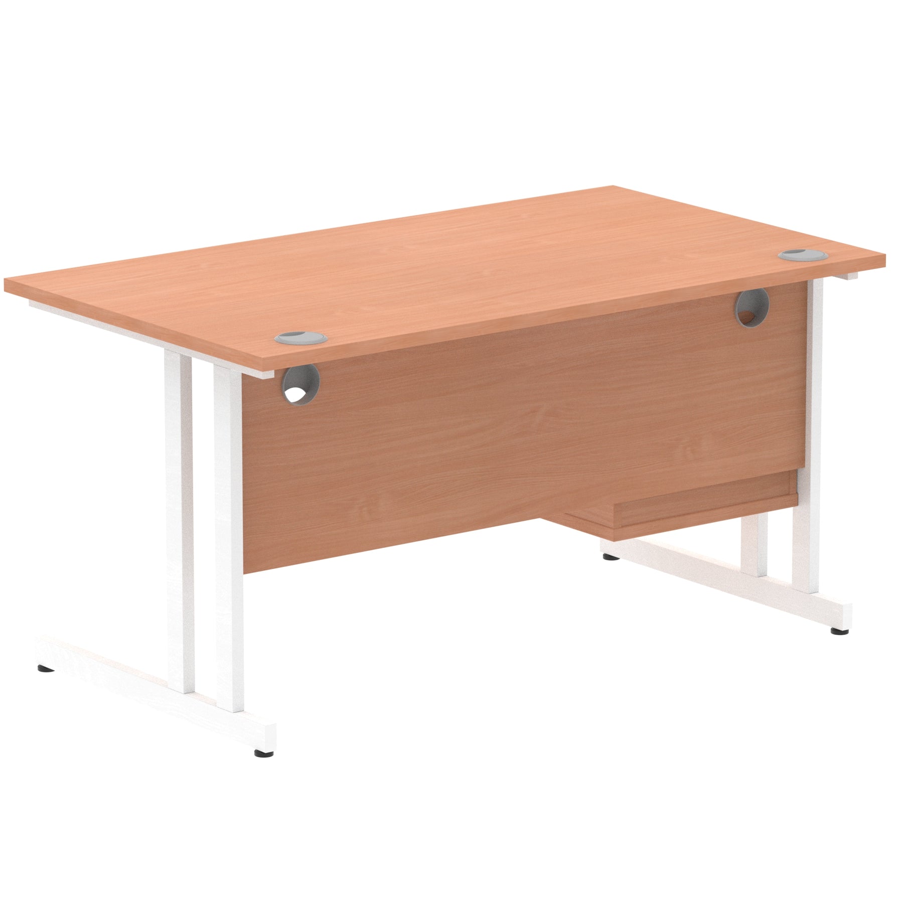 Impulse Cantilever Straight Desk - White Frame, Fixed Pedestal, MFC Material, 1200-1800mm Width, 2-3 Lockable Drawers, 5-Year Guarantee