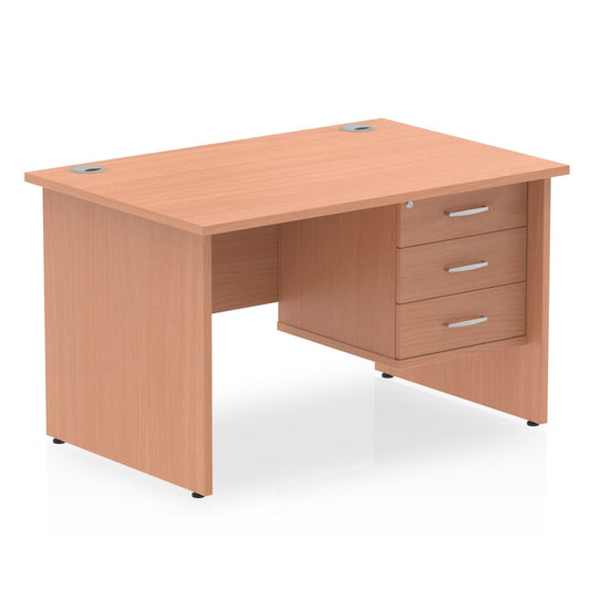 Dynasty Freestanding 1200mm Rectangular Desk With Fixed Pedestal | Heat Resistant Melamine Finish & Cable Management