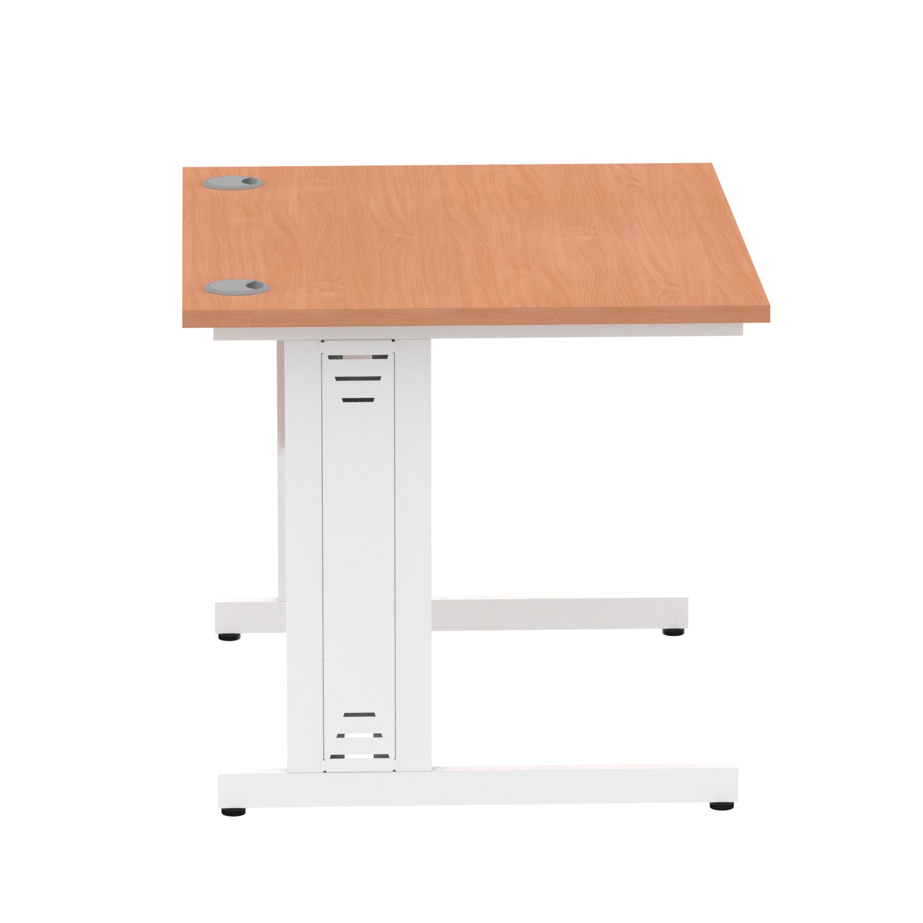 Impulse 1000mm Straight Desk with Cable Managed Leg - MFC Rectangular Table, 5-Year Guarantee, Self-Assembly, Silver/White Frame (1000x800x730mm)