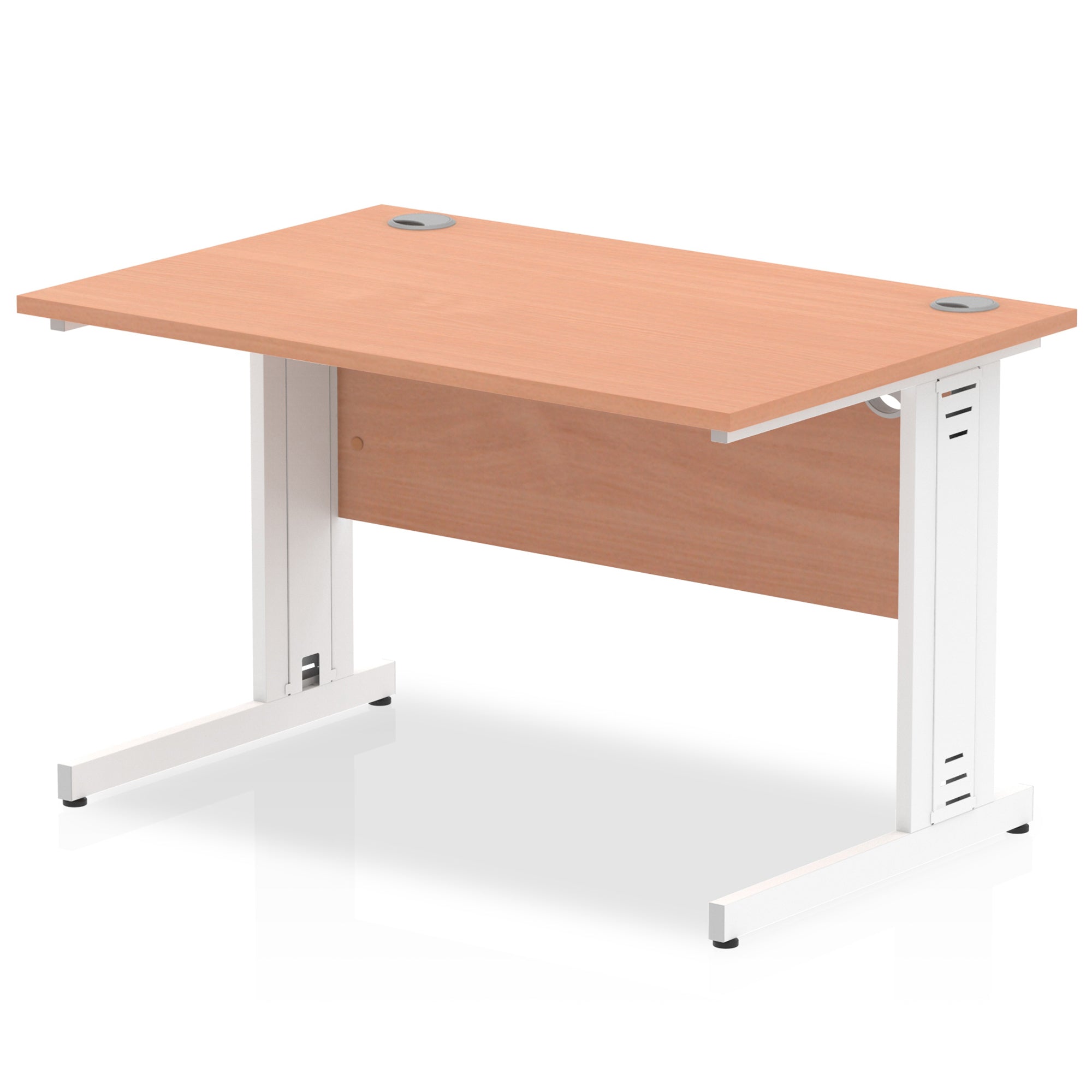 Impulse 1200mm Straight Desk with Cable Managed Leg - MFC Rectangular Table, Self-Assembly, 5-Year Guarantee, Silver/White Frame (1200x800x730mm)