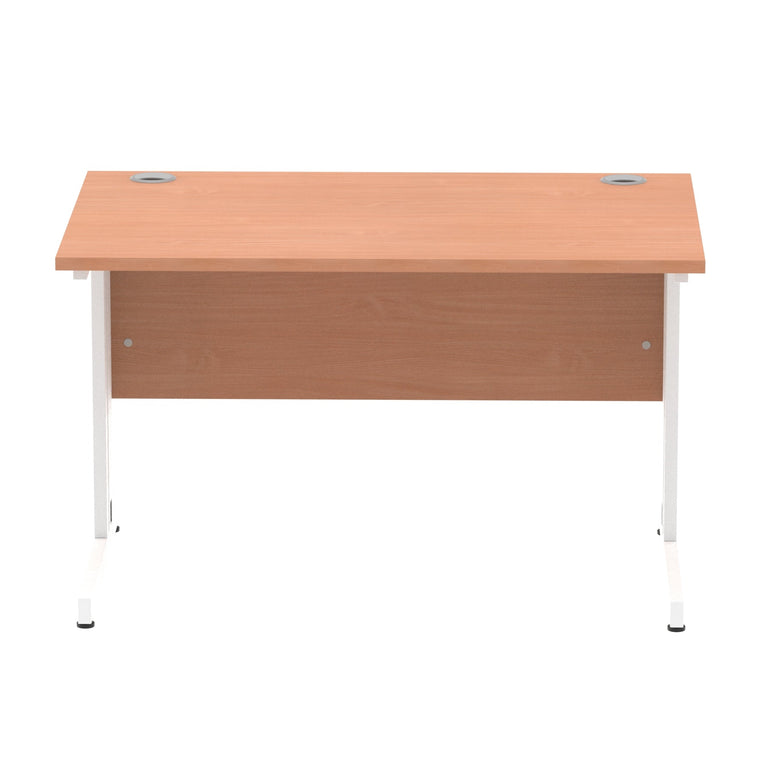 Impulse 1200mm Straight Desk with Cable Managed Leg - MFC Rectangular Table, Self-Assembly, 5-Year Guarantee, Silver/White Frame (1200x800x730mm)