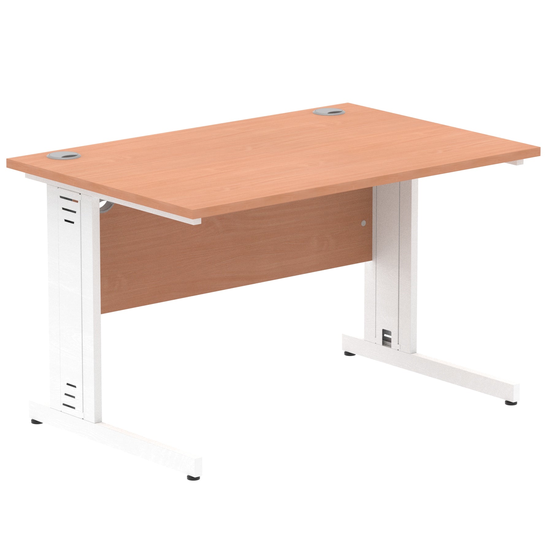 Impulse 1200mm Straight Desk with Cable Managed Leg - MFC Rectangular Table, Self-Assembly, 5-Year Guarantee, Silver/White Frame (1200x800x730mm)