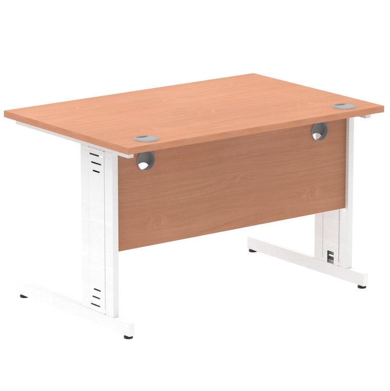 Impulse 1200mm Straight Desk with Cable Managed Leg - MFC Rectangular Table, Self-Assembly, 5-Year Guarantee, Silver/White Frame (1200x800x730mm)