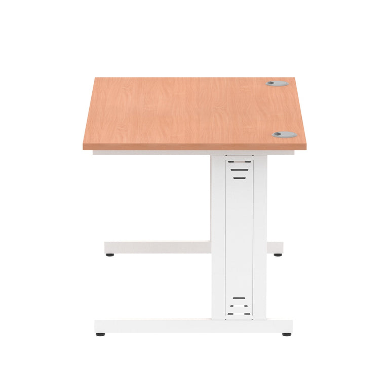 Impulse 1200mm Straight Desk with Cable Managed Leg - MFC Rectangular Table, Self-Assembly, 5-Year Guarantee, Silver/White Frame (1200x800x730mm)