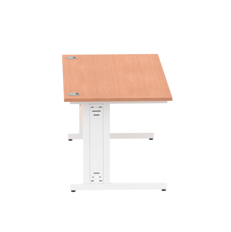 Impulse 1600mm Straight Desk with Cable Managed Leg - MFC Rectangular Table, 1600x800, Silver/White Frame, 5-Year Guarantee