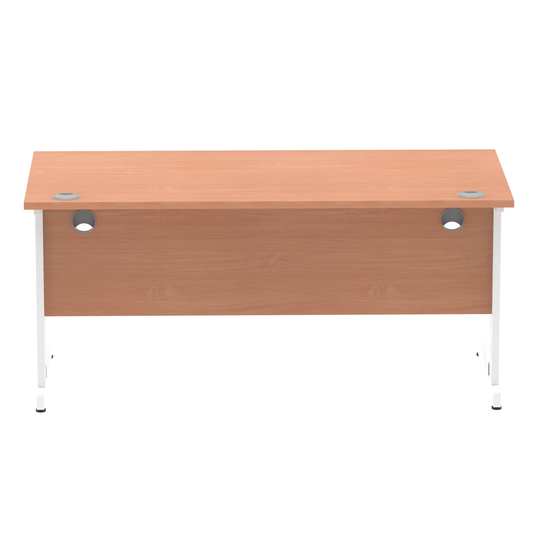 Impulse 1600mm Straight Desk with Cable Managed Leg - MFC Rectangular Table, 1600x800, Silver/White Frame, 5-Year Guarantee