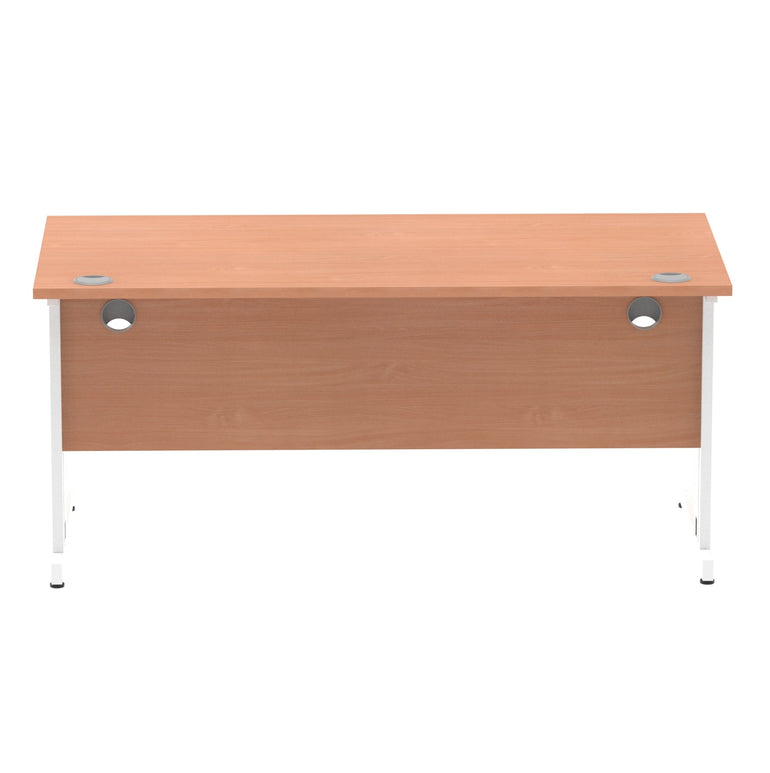 Impulse 1600mm Straight Desk with Cable Managed Leg - MFC Rectangular Table, 1600x800, Silver/White Frame, 5-Year Guarantee