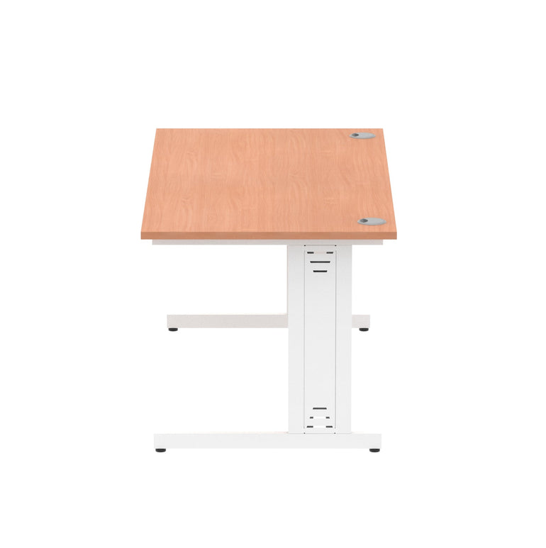 Impulse 1600mm Straight Desk with Cable Managed Leg - MFC Rectangular Table, 1600x800, Silver/White Frame, 5-Year Guarantee