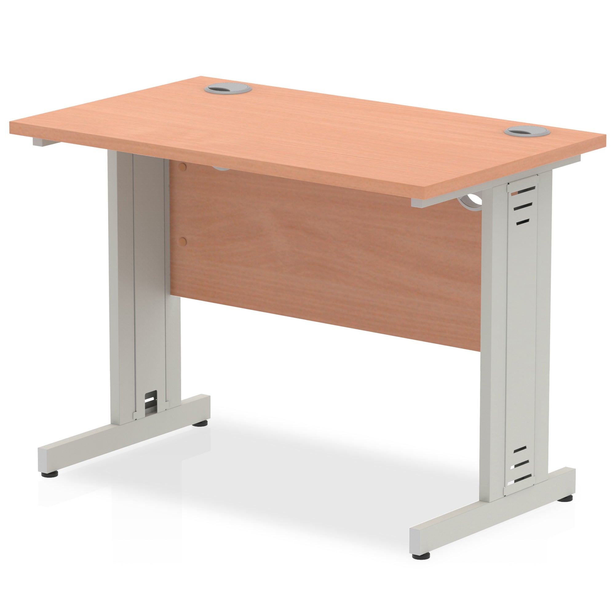 Impulse 1000mm Slimline Desk with Cable Managed Leg - MFC Rectangular, Self-Assembly, 5-Year Guarantee, 1000x600x730mm, 25.4kg, Silver/White Frame