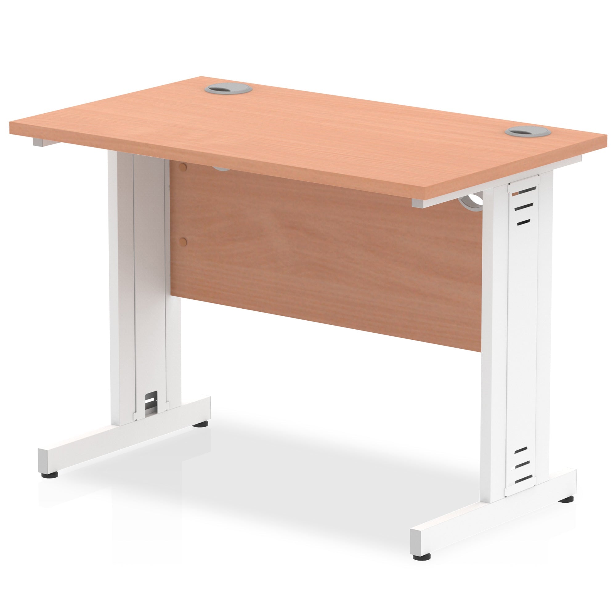 Impulse 1000mm Slimline Desk with Cable Managed Leg - MFC Rectangular, Self-Assembly, 5-Year Guarantee, 1000x600x730mm, 25.4kg, Silver/White Frame