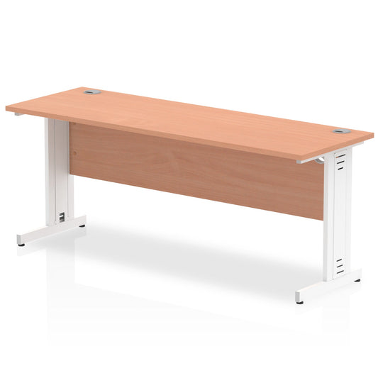 Impulse 1800mm Slimline Desk with Cable Managed Leg - MFC Rectangular Table, Self-Assembly, 5-Year Guarantee, 1800x600, Silver/White Frame