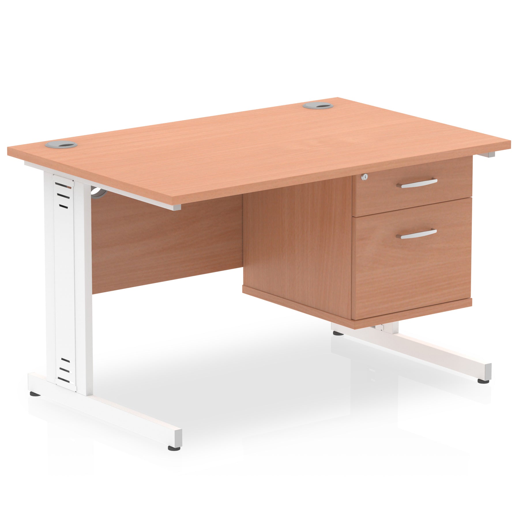 Impulse 1200mm Cable Managed Straight Desk with Fixed Pedestal - MFC Rectangular, Self-Assembly, 5-Year Guarantee, 2/3 Lockable Drawers