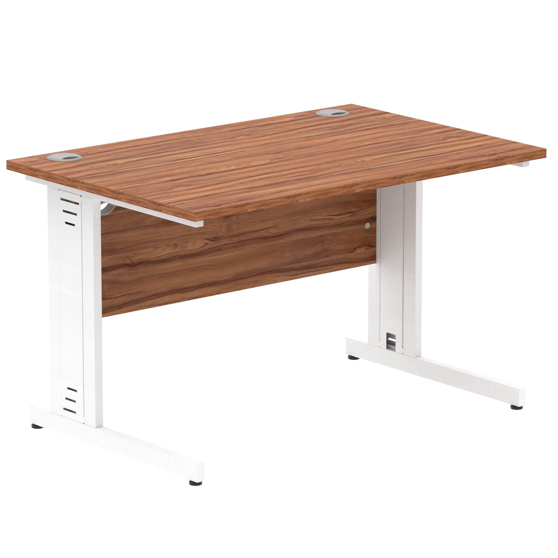 Impulse 1200mm Straight Desk with Cable Managed Leg - MFC Rectangular Table, Self-Assembly, 5-Year Guarantee, Silver/White Frame (1200x800x730mm)