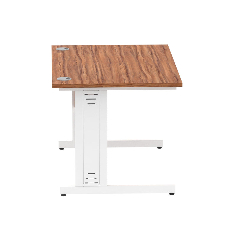 Impulse 1200mm Straight Desk with Cable Managed Leg - MFC Rectangular Table, Self-Assembly, 5-Year Guarantee, Silver/White Frame (1200x800x730mm)