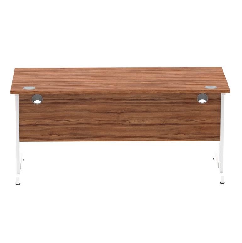 Impulse 1600mm Straight Desk with Cable Managed Leg - MFC Rectangular Table, 1600x800, Silver/White Frame, 5-Year Guarantee