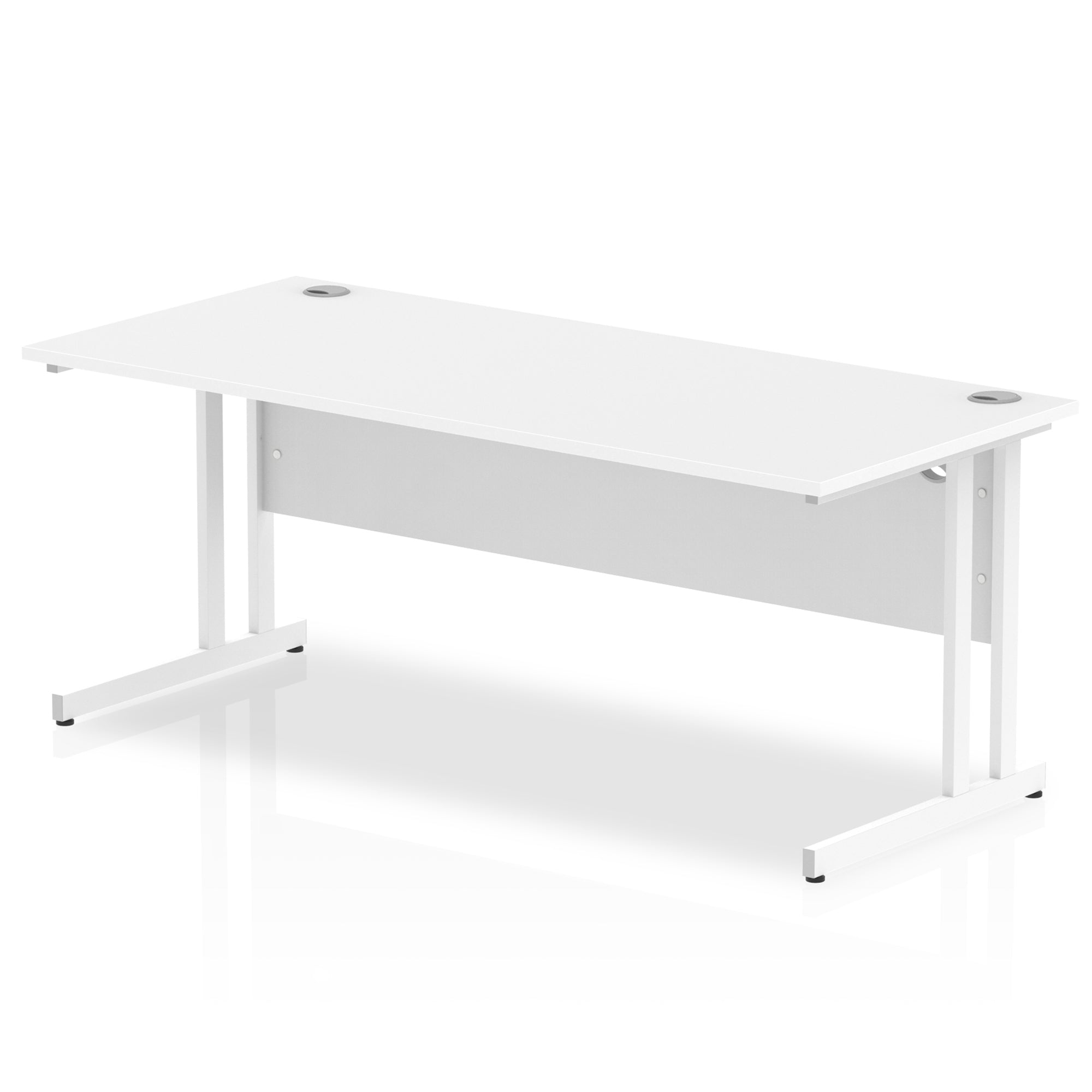 Impulse 1800mm Straight Desk Cantilever Leg - Rectangular MFC Table, 1800x800 Top, Silver/White/Black Frame, 5-Year Guarantee, Self-Assembly