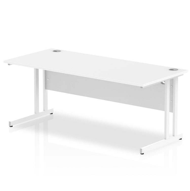 Impulse 1800mm Straight Desk Cantilever Leg - Rectangular MFC Table, 1800x800 Top, Silver/White/Black Frame, 5-Year Guarantee, Self-Assembly