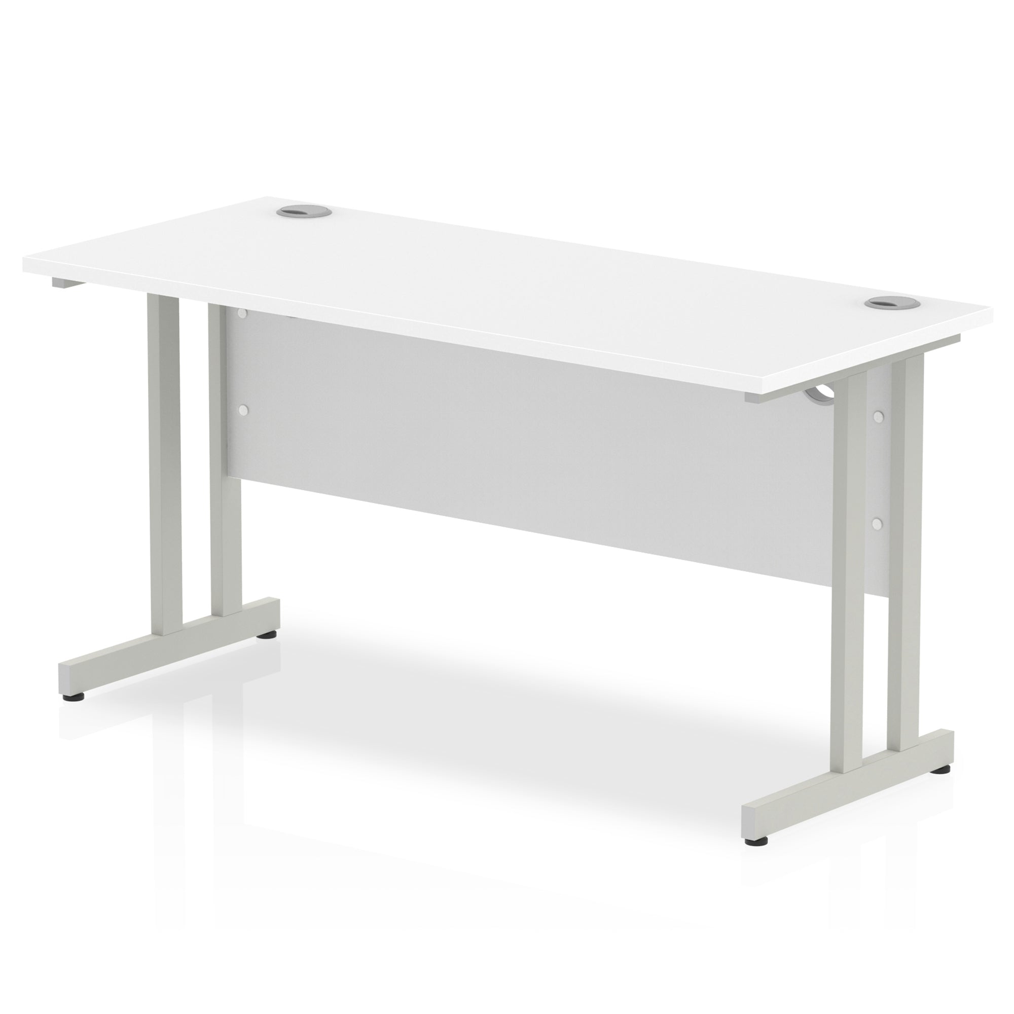 Impulse 1400mm Slimline Desk Cantilever Leg - MFC Rectangular, Self-Assembly, 5-Year Guarantee, Silver/White/Black Frame, 28.6-32.5kg