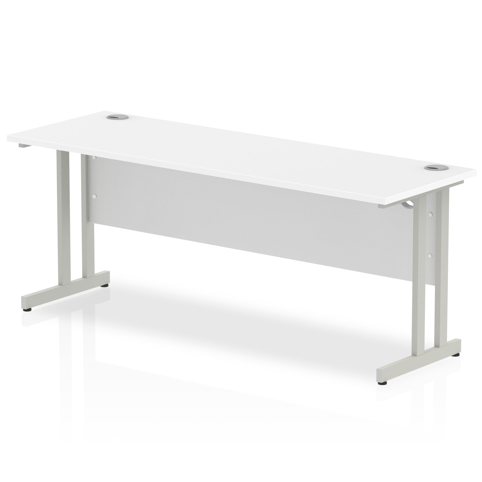 Impulse 1800mm Slimline Desk Cantilever Leg - MFC Rectangular, Self-Assembly, 5-Year Guarantee, Silver/White/Black Frame, 1800x600 Top