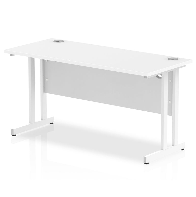 Impulse 1400mm Slimline Desk Cantilever Leg - MFC Rectangular, Self-Assembly, 5-Year Guarantee, Silver/White/Black Frame, 28.6-32.5kg